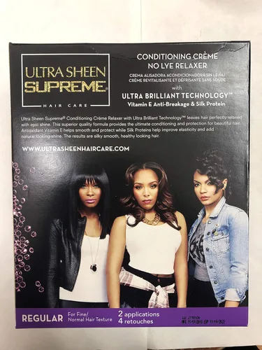 Vista 2 de Ultra Sheen Supreme Conditioning Creme No Lye Relaxer con Tecnología Ultra Brillante Nuevo Champú Neutralizante de Sulfato Vitamina E Antirotura