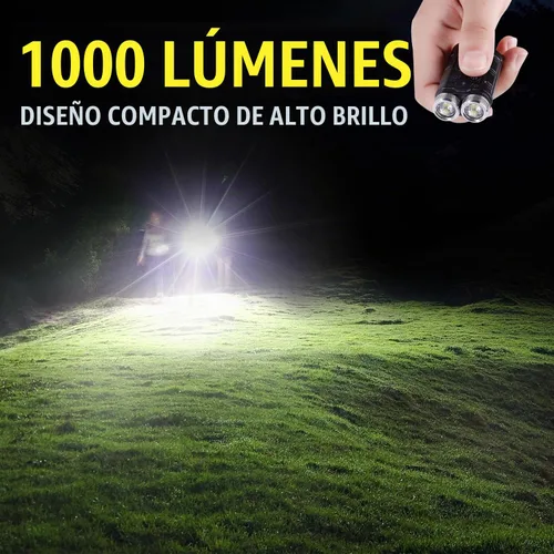 Vista 6 de KunHe K2 Paquete de 2 Linterna de Bolsillo de 1000 Lúmenes Linterna de Llavero con Imán Trasero Súper Brillante Recargable Rellenos para Calcetines