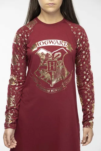 Vista 4 de INTIMO Juniors Harry Potter - Pijama de noche raglán con papel de aluminio dorado, Oro