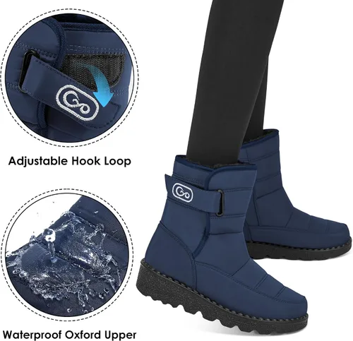 Vista 3 de Ablanczoom - Botas de nieve de invierno para mujer, con forro de piel cálida, cómodas, antideslizantes, botines al aire libre, impermeables