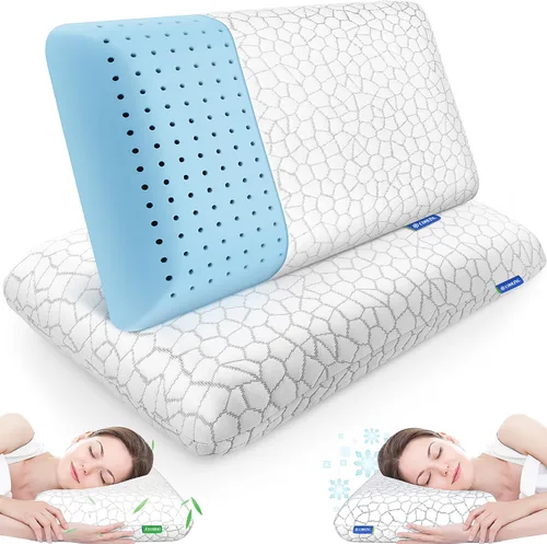 Vista 9 de CushZone Almohadas de espuma viscoelástica para dormir, almohada de cama con funda extraíble y lavable a máquina, almohada de cama para dormir