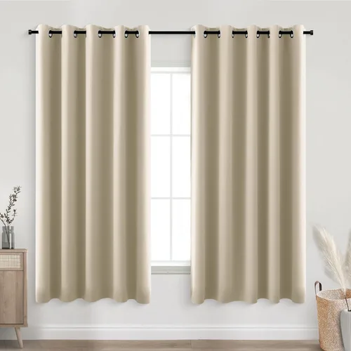 Vista 230 de KOUFALL Cortinas de Baño Aqua para Ventana, Juego de 2 Paneles Decoración Costera Cortinas Cortas Opacas para Ventana Pequeña de Cocina Puerta
