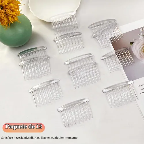 Vista 2 de 12 peines laterales de plástico transparente para el cabello, accesorios elegantes y ligeros para peine de dientes