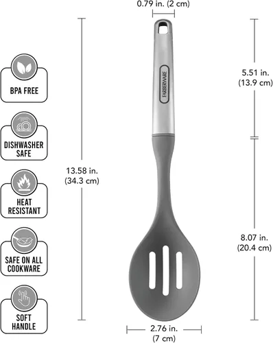 Vista 4 de Farberware Pro Series Pro Series - Utensilios de cocina de acero inoxidable de agarre suave para agitar, colar y servir, nailon resistente al calor