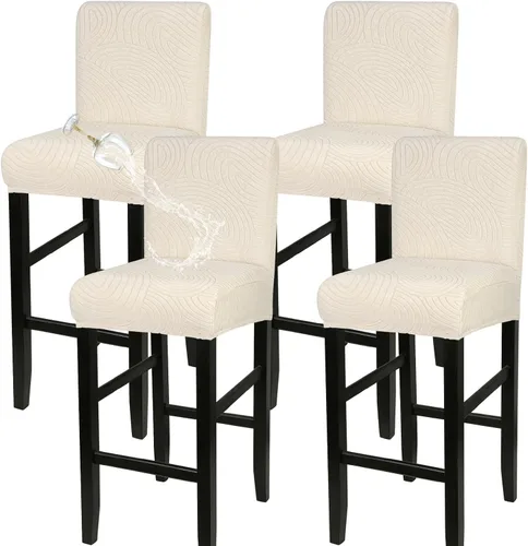 Vista 32 de SearchI Juego de 2 fundas para taburetes de bar, fundas de asiento de taburete elásticas y lavables, fundas para sillas de altura de mostrador