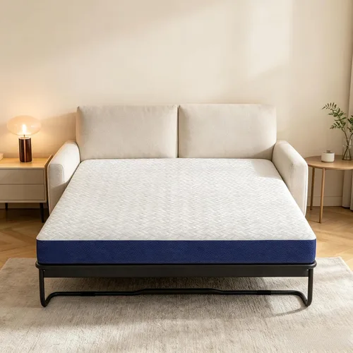Vista 11 de Colchón de 4 pulgadas para sofá cama, colchón de espuma viscoelástica de gel de tamaño matrimonial para sofá, sofá extraíble, cama de invitados gris