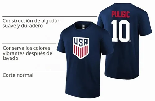Vista 4 de Icon Sports Offical Licensed U.S. Soccer Federation USMNT Player Name and Number T-Shirt Gio Reyna Armada Escudo
