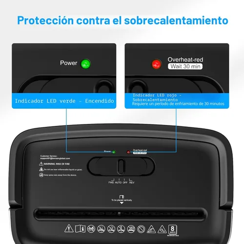 Vista 6 de BONSEN - Trituradora para oficina en casa, 8 hojas de papel, tarjetas de crédito, corte cruzado, uso doméstico, papelera de 4 galones, alto nivel