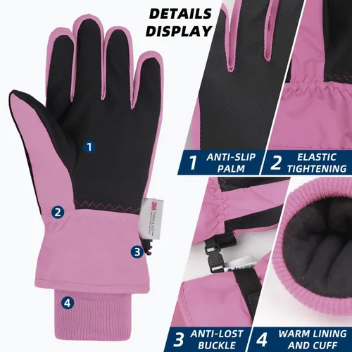 Vista 26 de AMYIPO - Guantes de invierno para niños y niñas, ideales para esquí, nieve, snowboard