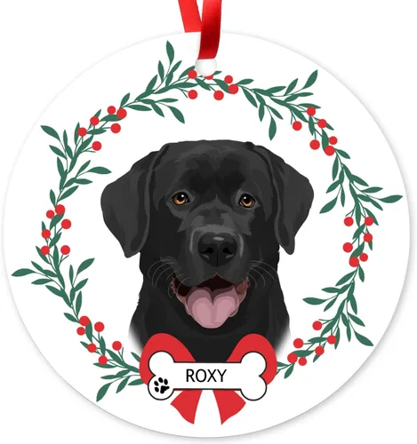 Vista 15 de Adorno de Navidad personalizado de Beagle, adorno personalizado con nombre de mascota, regalos para los amantes de los perros Beagle, decoración