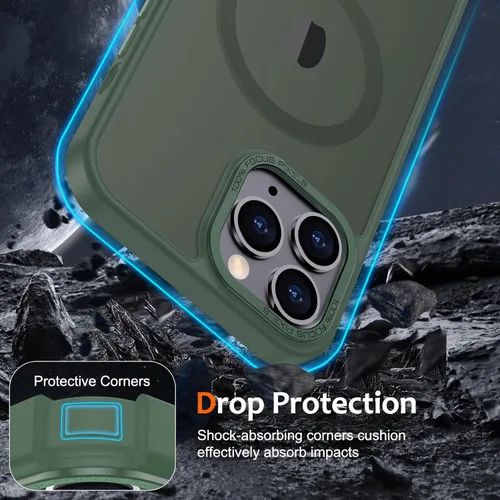 Vista 1308 de Anuck - Funda magnética para iPhone 11 compatible con MagSafe, carcasa trasera mate translúcida dura, borde de TPU, delgada, resistente a impactos