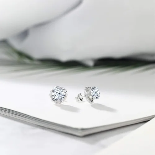 Vista 117 de Gem Stone King Aretes de plata de ley 925 de 0.236 in con piedra natal redonda para mujer