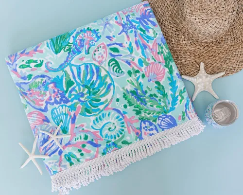 Vista 4 de Lilly Pulitzer Toalla grande para piscina/playa de tamaño extra, 40 x 70, toalla grande de felpa para adultos, Soleil It On Me