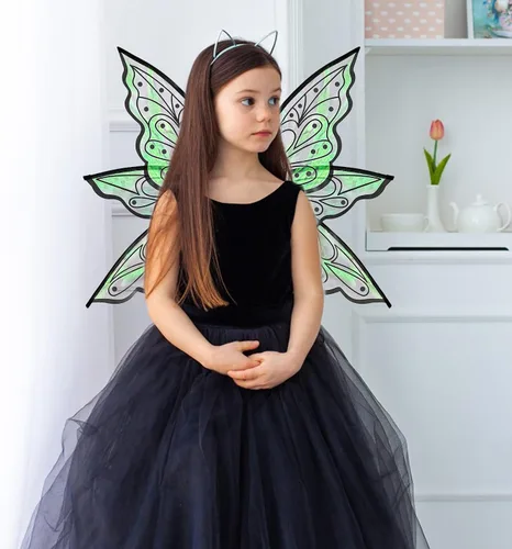 Vista 7 de quescu Alas de hadas para niñas y mujeres, alas de mariposa para adultos, alas de ángel brillantes, disfraz de Halloween, recuerdo de fiesta
