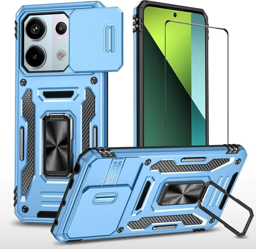 Vista 10 de Funda para Motorola Moto G 5G 2024 con protector de pantalla, funda protectora con protector de cámara, funda protectora con función atril para Moto