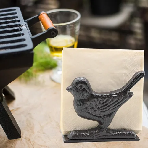 Vista 7 de Exquisito servilletero vintage de hierro fundido con divertido motivo de animales de pie - Los servilleteros Birdie son adecuados para cocinas