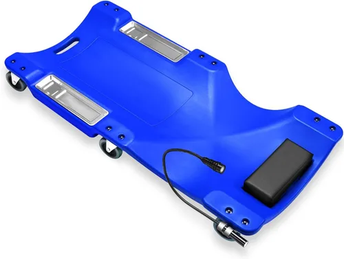 Vista 8 de Auto Dynasty Tablilla rodante de 40 pulgadas para reparación mecánica automotriz en el garaje, de perfil bajo, con luz LED y reposacabezas Negro