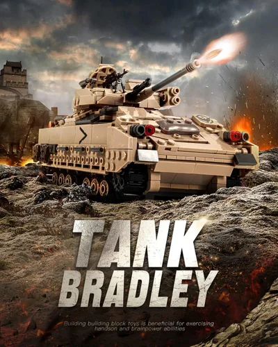 Vista 2 de dOvOb Juego de Construcción de Tanque Militar M2 Bradley (1350 PIEZAS), Juguete de Construcción de Vehículo de Combate de Infantería del Ejército