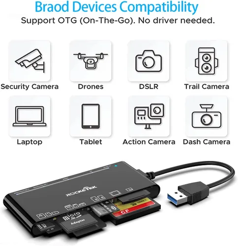 Vista 6 de Lector multitarjeta USB3.0, SD/TF/CF/Micro SD/XD/MS 7 en 1 rápido lector de tarjetas de memoria de 5 Gbps, escritor/concentrador para SD SDXC SDHC