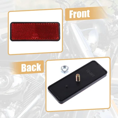 Vista 6 de X AUTOHAUX 2 piezas M6x1.0 de plástico rojo universal rectangular para montaje de tornillo, reflectores de advertencia reflectantes para motocicleta