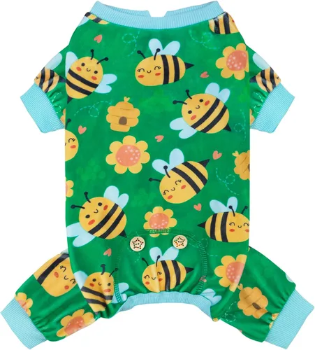 Vista 26 de KYEESE - Pijama de terciopelo para perros, con patrón de patos amarillos, ropa elástica y suave para cachorros y perros pequeños, mameluco cómodo