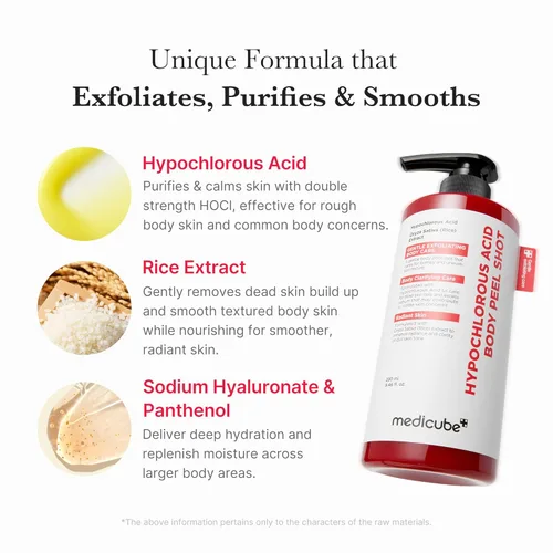 Vista 3 de medicube Dual Body Peel Shot Duo: ácido hipocloroso y cúrcuma Body Peel Shot para exfoliación suave para células muertas de la piel, parches