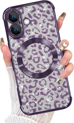 Vista 45 de Fiyart Diseñado para iPhone 16 Pro Max, Funda Compatible con MagSafe, Estampado de Guepardo, Placa de Protección de Cámara, Magnético, Brillante