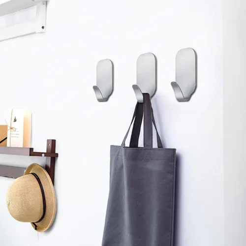 Vista 3 de FOTYRIG - Ganchos adhesivos para sombreros, ganchos de pared de acero inoxidable resistentes al agua, ganchos adhesivos para colgar en el baño