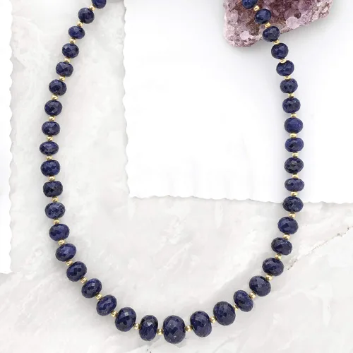 Vista 3 de Ross-Simons Sapphire Bead Necklace With 14kt Yellow Gold