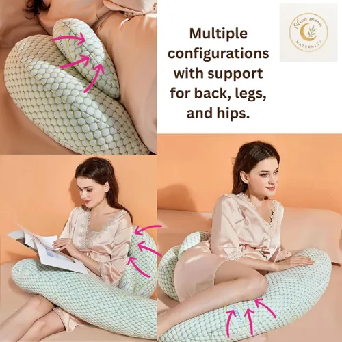 Vista 3 de Almohada de apoyo de espalda para embarazo, cojín de algodón transpirable para comodidad prenatal y posparto Funda lavable, alivio de la espalda