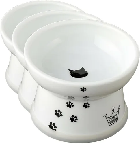 Vista 24 de Tazón elevado de comida para gatos Necoichi – Tazón elevado de cerámica para gatos para fatiga de bigotes y cuello, apto para lavavajillas