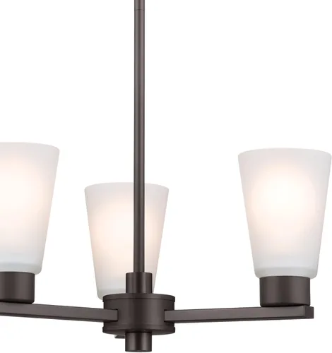 Vista 3 de Kichler Stamos - Candelabro de 3 luces, lámpara de techo moderna para sala de estar, comedor, dormitorio o vestíbulo, en bronce envejecido®