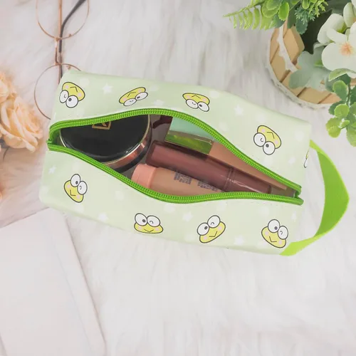 Vista 5 de Bolsa de maquillaje Kawaii, bolsa de cosméticos de viaje de piel sintética de dibujos animados, pequeña bolsa de maquillaje para niñas, bonita bolsa