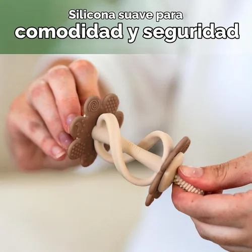 Vista 7 de juguetes de dentición de silicona para bebés haakaa, extremo con forma de pezón para masaje de encías, cabeza de cepillo de dientes de 360°