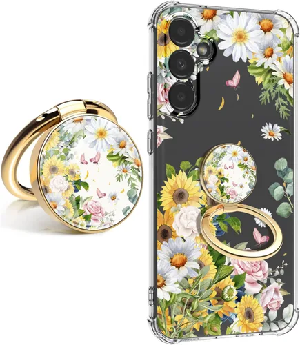 Vista 16 de Funda para Samsung Galaxy S23 FE con protector de pantalla, suave, a prueba de golpes, transparente, floral, funda protectora para mujer, diseño