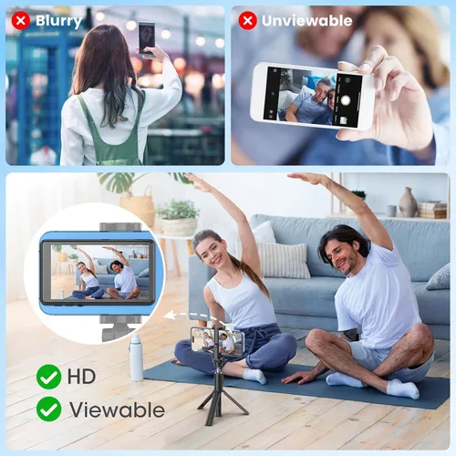 Vista 6 de Vlog - Pantalla de monitor para selfie para iPhone, grabación 4K a 60 fps, espejo de pantalla inalámbrico con control remoto, fijación magnética