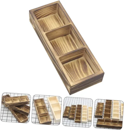 Vista 2 de Soporte para bolsitas de té, de madera, 3 compartimentos, organizador de té y café, almacenamiento en el hogar