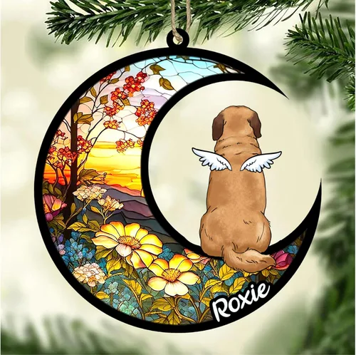 Vista 406 de LOVELYPOD Adorno de Navidad personalizado para perro Basset Hound (marrón) Basset Hound (marrón) adorno para atrapasoles de perro, razas de perros
