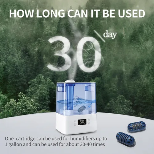 Vista 6 de Paquete de 12 cartuchos de desmineralización para humidificador compatible con HoMedics Total-Comfort, tabletas de desmineralización y filtro