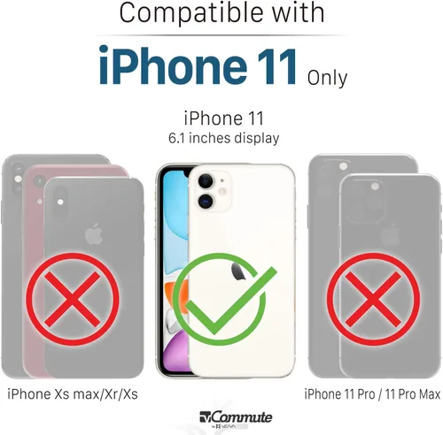 Vista 2 de VENA vCommute - Funda tipo cartera compatible con Apple iPhone 11 (6.1 pulgadas 2019), (protección contra caídas de grado militar) con tapa y ranura