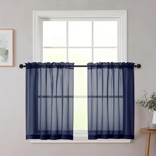 Vista 91 de 2 paneles de cortinas traslúcidas blancas para dormitorio, sala de estar, 96 pulgadas de largo, modernas, suaves, ligeras, con bolsillo para barra