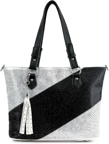 Vista 2 de Bolso de mano brillante grande de cuero para mujer, extra grande
