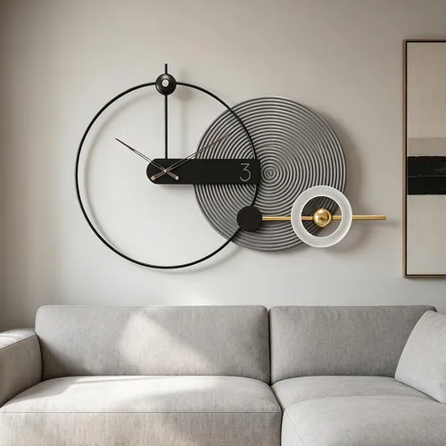 Vista 10 de Reloj de pared decorativo grande, silencioso, sin tictac, moderno, de metal, decoración para sala de estar, oficina, dormitorio, cocina