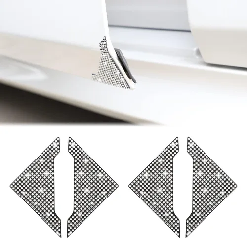 Vista 10 de TOMALL Protectores de borde de esquina de puerta de automóvil, 4 unidades, con diamantes de imitación brillantes, antiarañazos, calcomanía para AB