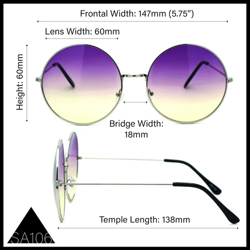 Vista 5 de Anteojos de sol redondos, grandes, clásicos, estilo Joplin hippie, lentes circulares