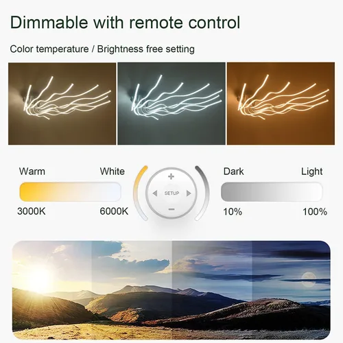 Vista 4 de Lámpara de techo LED regulable de 10 luces, iluminación moderna de lujo cerca del techo para cocina, comedor, hogar Negro