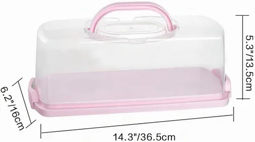 Vista 2 de Panera rectangular de plástico con mango portátil, caja de almacenamiento para pasteles de pan para almacenar pan de plátano, pan de calabaza