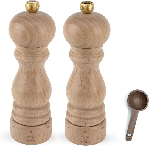 Vista 8 de Peugeot Paris u'Select - Molinillo manual de 6 ajustes de madera de haya con cuchara de especias de madera, fabricado en Francia