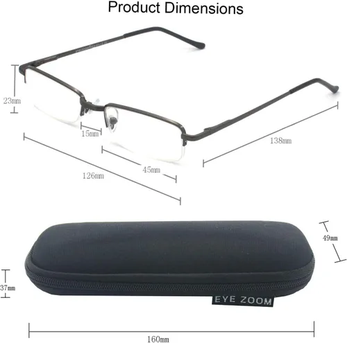 Vista 6 de Paquete de 2 lentes de lectura rectangulares de metal con media montura con estuche para hombres y mujeres