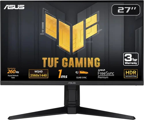 Vista 9 de ASUS TUF Gaming Monitor para juegos 2K HDR de 27 pulgadas (VG27AQ) - QHD (2560 x 1440), 165Hz (soporta 144 Hz), 1 ms, desenfoque de movimiento